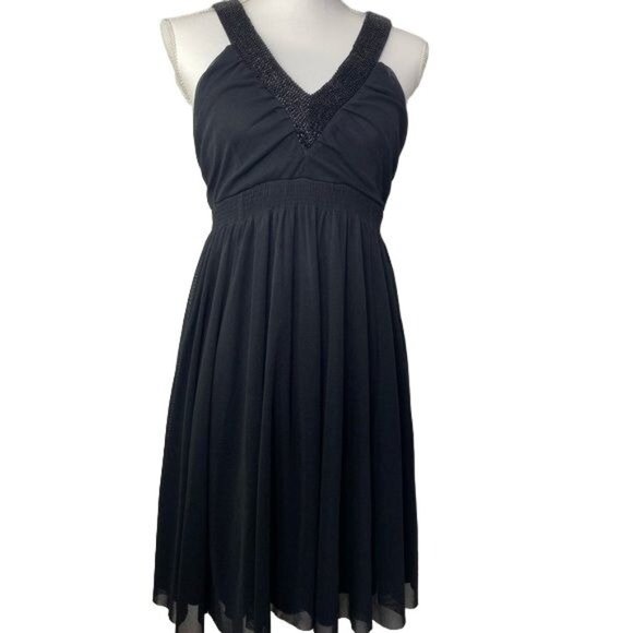 H&M Dresses & Skirts - H&M A-Line Dress evening party cocktail black beaded neckline size medium